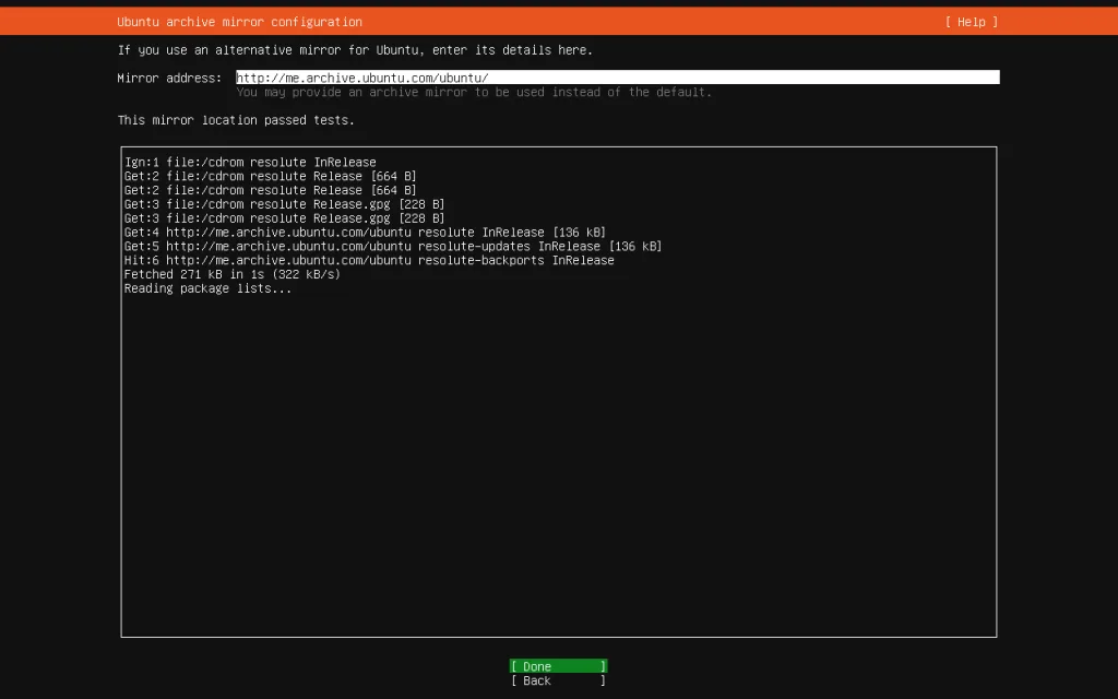 Установка Ubuntu Server 26 - Шаг 6 - Проверка доступности репозиториев