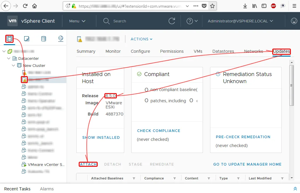Прикрепляем бейзлайн к ESXi хосту