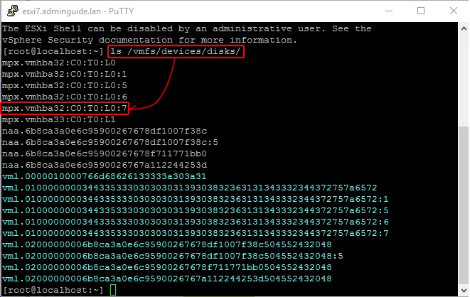 ESXi 7. USB флешка как datastore рядом с гипервизором - USB Flash через Putty