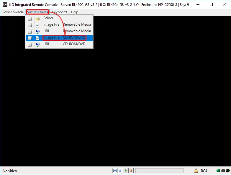 iLO - подключение образа ESXi