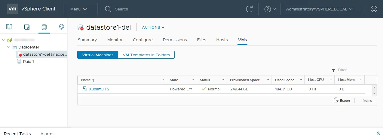 datastore inaccessible